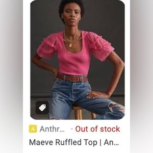 Maeve by Anthropologie Hot Pink Ruffle Top size S